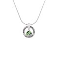 thumbnail image 2 of Delight Jewelry Silvertone Wide Lime Green Zebra Print Band Spinner Miracles Ring Charm Necklace, 18", 2 of 4