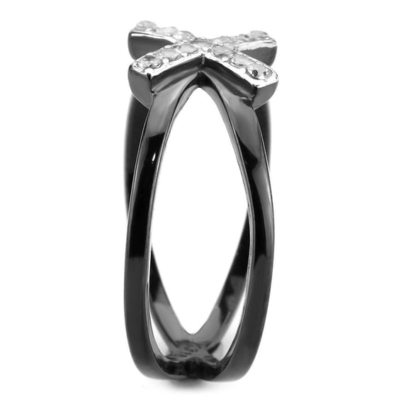 TK3635 - Two-Tone IP Black (Ion Plating) Stainless Steel Ring with AAA Grade CZ in Clear
