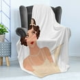 thumbnail image 4 of Pin up Girl Soft Flannel Fleece Throw Blanket, Charming Lady with Heavy Eye Make up on with Ruby Lipstick, Cozy Plush for Indoor and Outdoor Use, 50" x 70", Pale Peach Chocolate, by Ambesonne, 4 of 5
