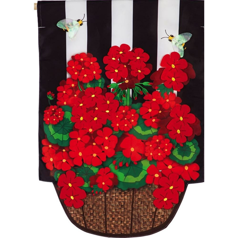 Geranium Basket Stripe House Flag