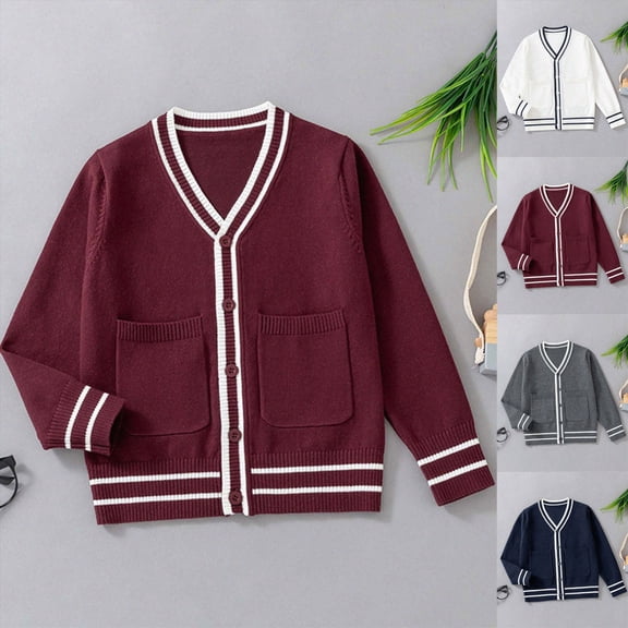 Toddler Boys Girls Cardigan Long Sleeve Button Knit Sweater Fall Winter Clothes 6-12 Months 12-24 Months 2T 3T 4T 5T 6T 7T 8T 9T Children 9-11 Years