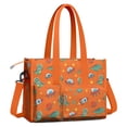 thumbnail image 2 of Teacher Tote Bag,Orange Cartoon Dinosaurs Rockets Planets Pattern Teacher Utility Tote Bag,Large Work Tote Bags for Women with Multiple Pockets,Top Zipper Closure,13.8x10.6x6.7 Inch, 2 of 5