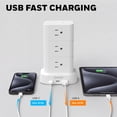 thumbnail image 5 of Honeywell Power Tower Modular Charging Station, 15 AC Outlets, 3 USB Ports (1 USB-A, 2 USB-C 20W PD), 900 Joules Surge Protector, 4ft Extension Cord, White, 5 of 9