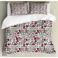 thumbnail image 1 of Love Duvet Cover Set Queen Size, Graffiti Style Love Word with Hearts Couple Date Romantic Feelings Theme, Decorative 3 Piece Bedding Set with 2 Pillow Shams, Magenta Ivory Pale Green, by Ambesonne, 1 of 3