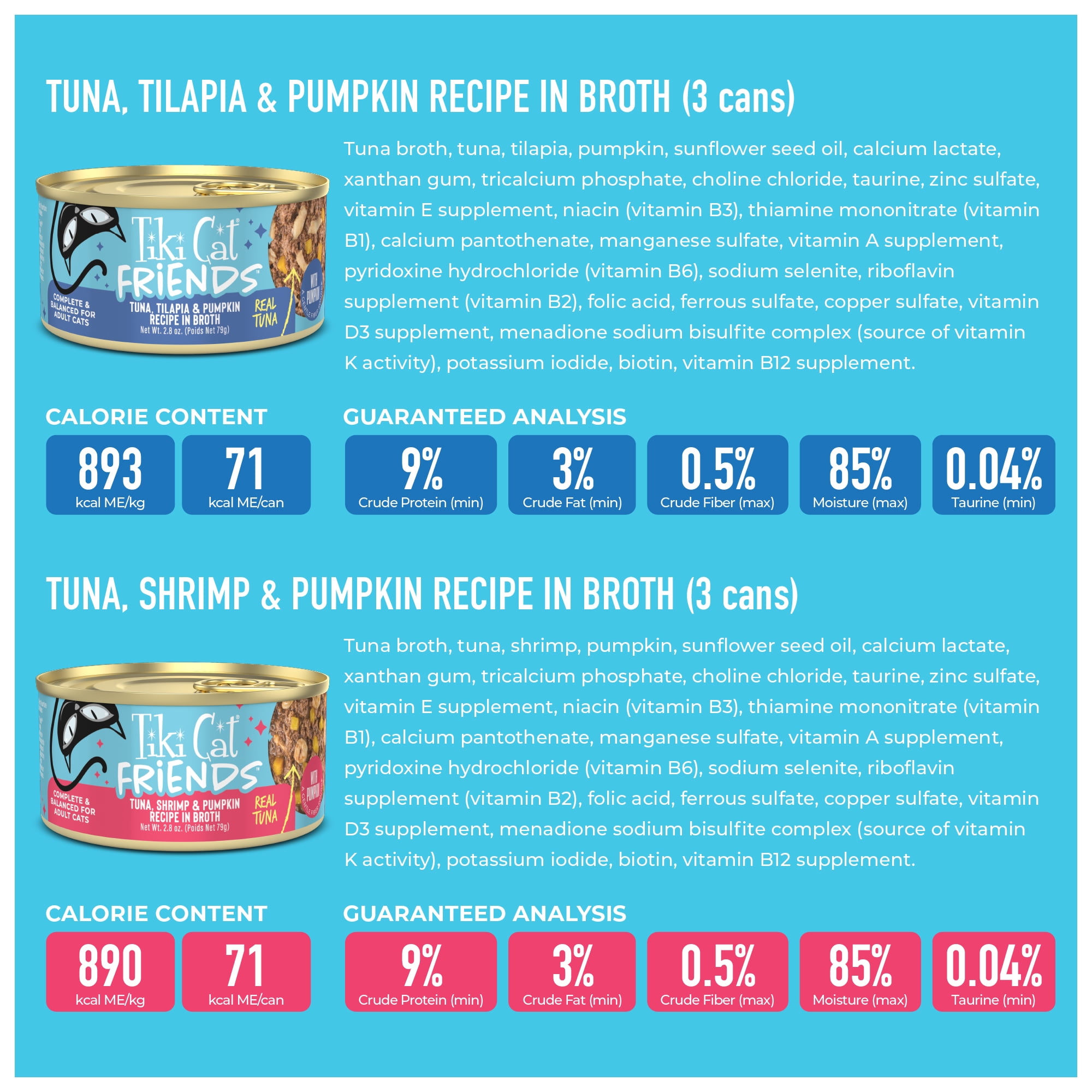 (2 pack) Tiki Cat Friends Tuna Variety Pack, 2.8 oz. Can (12 Count)
