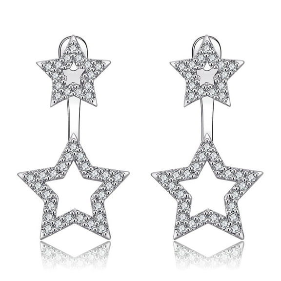 CZ Star Ear Jackets Dangle Drop Stud Earrings Crystal Cartilage Earring for Women