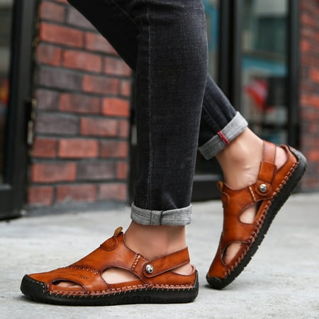 Shpwfbe Shoes Summer Casual Leather Breathable Tide Outdoor Beachmens Shoessandals