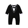 thumbnail image 1 of Bébé Garçons Mariage Parti Noeud Papillon Gentleman Romper Combinaisons Tenues, 1 of 8