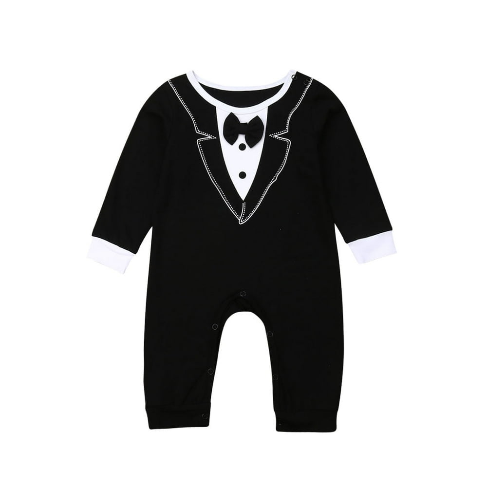 EIMELI Baby Boys Wedding Party Bow Tie Gentleman Romper Jumpsuit