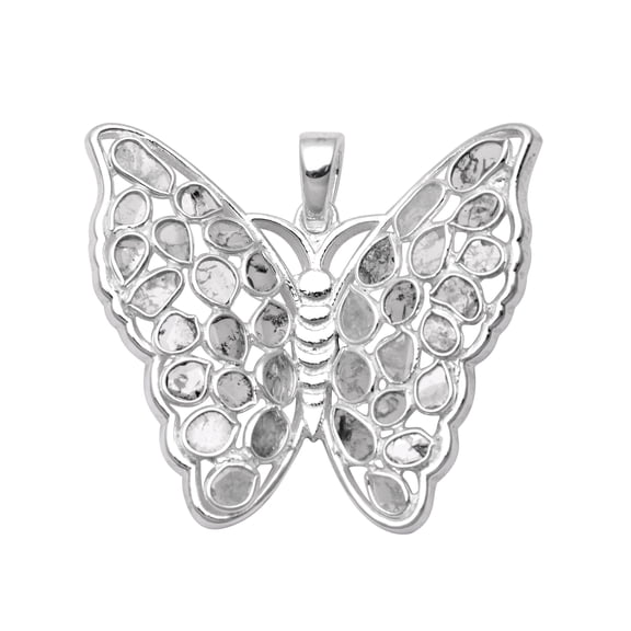 Mooneye 1.50 CTW Natural Diamond Polki Butterfly Women Gifts Pendant 925 Sterling Silver