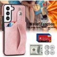 thumbnail image 3 of Design for Samsung Galaxy S22 5G Phone Case with Screen Protector Adjustable Wrist Strap Kickstand Credit Card Slot Slim Shockproof Hybrid Rugged Protective Cover for Women 6.1 inch Rose Gold, 3 of 14