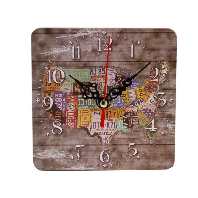 Reloj de pared de dibujos animados de estilo de madera sin tictac Retro, temporizador cuadrado, cocina, sala de estar, dormitorio Noticed JJ20428-01
