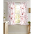 thumbnail image 4 of Pink Flower Sheer Curtains 54 Inch Length 2 Panels Set for Living Room/Bedroom, Watercolor Floral Botanical Line Drawing Print Kitchen Curtains Grommet Semi-Sheer Curtains Window Treatments 42"x54"x2, 4 of 7