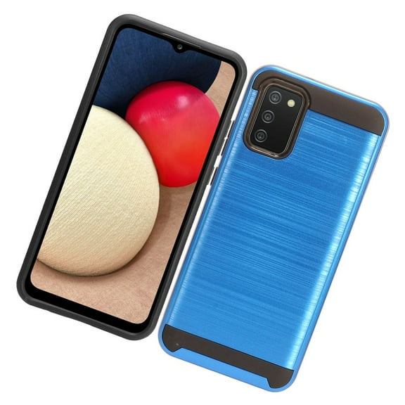 Case for Samsung Galaxy A02S Brushed Texture Slim Hybrid Shockproof Dual Layer PC & Soft TPU Armor Rugged Protective Cover for Galaxy A02s by Xcell - Blue