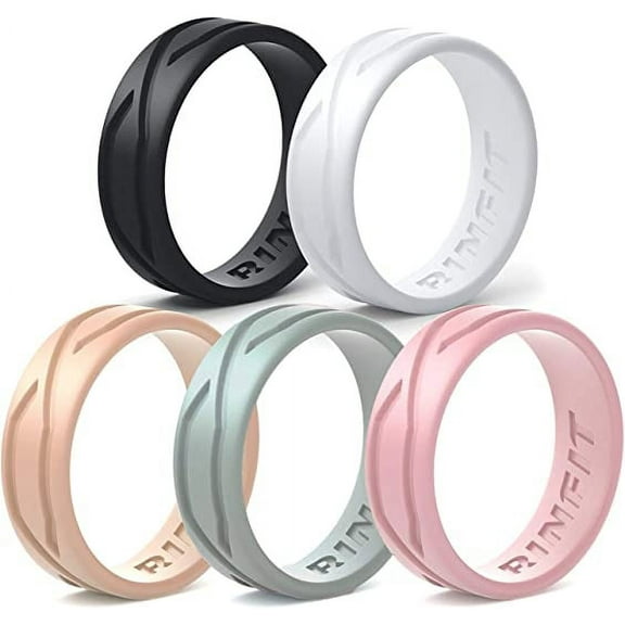 Rinfit Silicone Wedding Rings for Women - 4Love Collection - 5 Rings Pack
