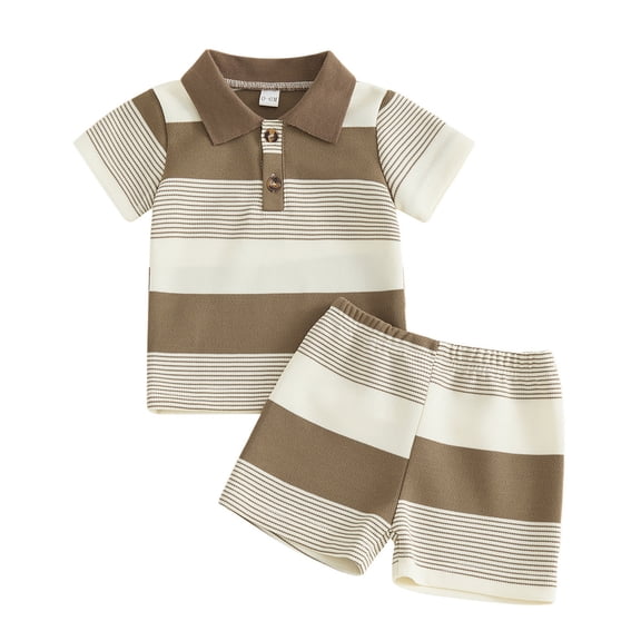 Infant Boys Shorts Sets 2 Piece Outfit Striped KnitCasual Tee & Shorts Summer Beach Kids Vacation Outfits Size 6-12 Months