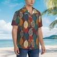 thumbnail image 3 of Honeii Autumn Leaves Print Men’s Hawaiian Shirt,Classic Button-Down Short Sleeve Shirt, for Beach, Vacation, and Outdoor Activities,Medium, 3 of 7