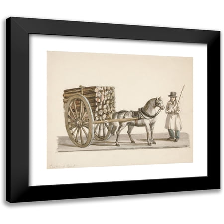 Nicolino Calyo 14x12 Black Modern Framed Museum Art Print Titled - The Wood Cart (ca. 1840)
