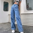 thumbnail image 2 of MuZeFu Wide Leg Jeans Women High Waisted Curvy Women's Solid Color Casual Large Pocket High Waist Versatile Straight Tube Loose Wide Leg Denim Pants, 2 of 9