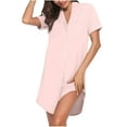 thumbnail image 6 of Besolor Nightgowns for Women Button down Short Sleeve Sleep Shirt V Neck Nightshirt Casual Soft Sleepwear Pajams Dress, 6 of 7