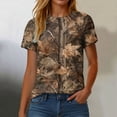 thumbnail image 4 of larppty Women Camo Shirt Top Y2K Maple Leaf Graphic Tee Short Sleeve Loose Fit Round Neck T Shirt Streetwear (Brown, S), 4 of 7