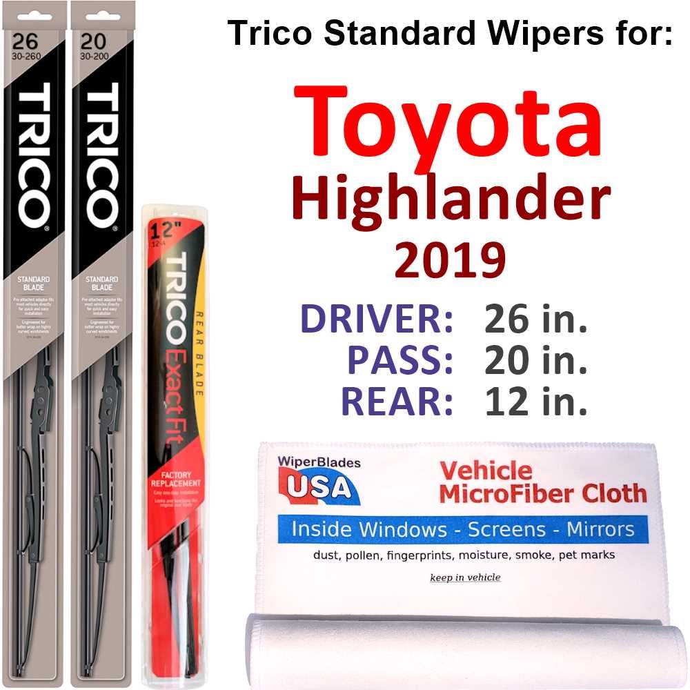 2019 Toyota Highlander Wiper Blades (Set of 3) w/Rear Wiper