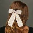 thumbnail image 2 of Unique Bargains 1 Pc Hair Barrettes Fashion Ink Wash Print Bow Hair Clip Beige, 2 of 5