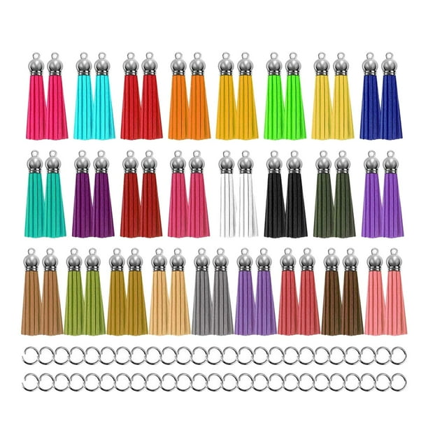 50 Piezas Llavero Borlas Cuero Multicolor Colgantes Joyería Flecos Artesanía Sunnimix borla llavero espacios en blanco