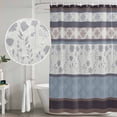 thumbnail image 5 of Blue Brown Stripes Shower Curtain, Waterproof Shower Curtains for Bathroom, Abstract Geometric Spring Flowers Country Washable Fabric Bathtub Curtain Set Bath Decor with 12 Hooks Long 72"x84", 5 of 8