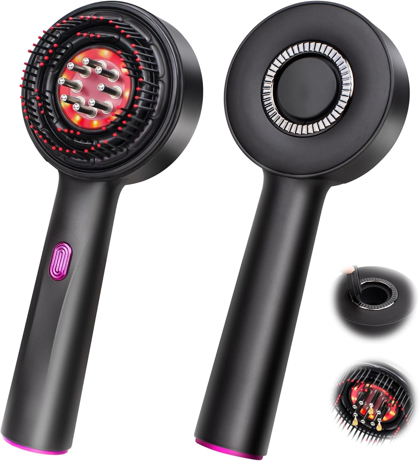 2 in 1 Hair Oil Applicator, Red Light Scalp Massage, Electric Hair Brushes for Hair Growth, IPX7 Waterproof Electric Scalp Massager for Women & Men (Grey)