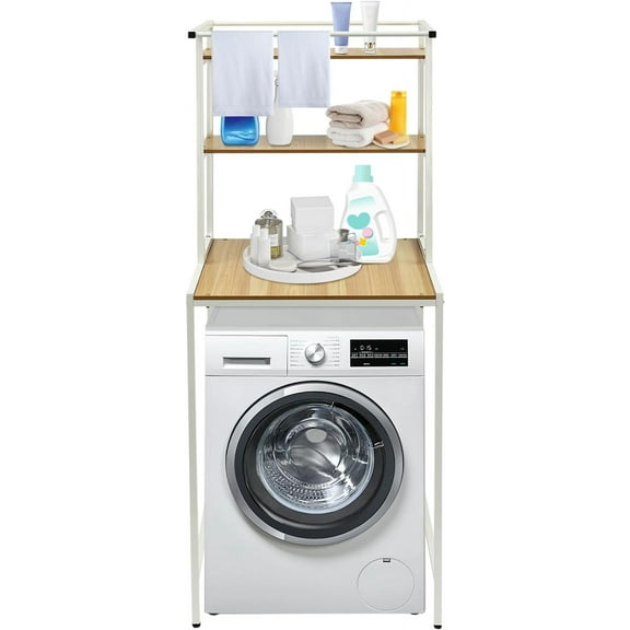 Over Washer And Dryer Shelves，3--Tier Heavy Duty Laundry Room Organization With Shelf Capacity And Top Crossbar