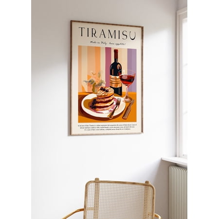 Tiramisu Italian Dessert Food Guide Retro Kitchen Cuisine Poster Poster Print Only