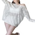 thumbnail image 3 of Women Punk Gothic Oversized Sweaters Spring Winter Hollow Out Tops Grunge Clothes y2k Knitted Pullovers, 3 of 6