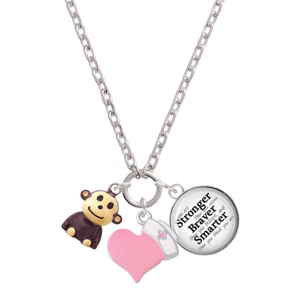 Delight Jewelry Resin Monkey - Light Pink Heart Nurse Strong Zoe Necklace
