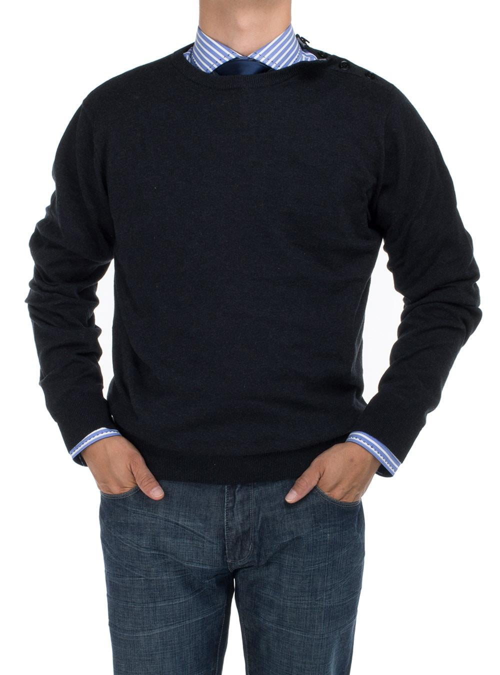 Mens Black Sweater DTI DARYA TRADING BB Signature Button - Walmart.com