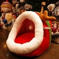 thumbnail image 4 of Nebwoak Christmas Reindeer Pet Bed, Winter Warm Semi-Enclosed for Cats/Small Dogs, Removable Washable, Red, Non-Slip Base, 4 of 6