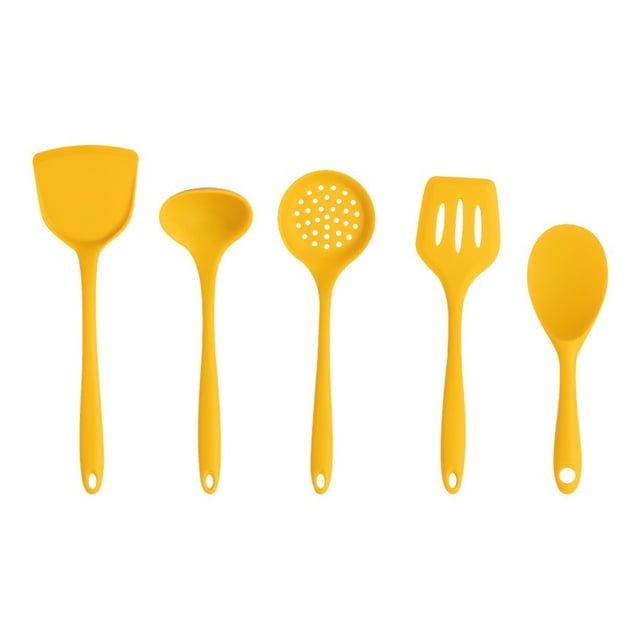 Wok antiadherente de 5 piezas de utensilios de cocina con mango de tubo de silicona - Juego de utensilios de cocina
