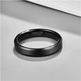 thumbnail image 3 of 4mm Classic Black Tungsten Rings for Men Minimalist Wedding Band with Beveled Edges, 3 of 6