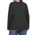 thumbnail image 4 of Qwertyu Women's Plus Size Long Sleeve T-Shirt Casual Loose Cotton Shirts Scoop-Neck Basic Tops for Women Black 4XL, 4 of 8