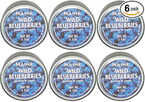 acdanc   Wild Maine Blueberries Packed in Water. 3.5-ounce can - Great for Baking in Muffins and Pancakes (6 Pack)