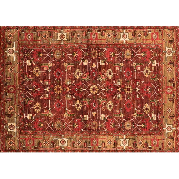 Ahgly Company Indoor Rectangle Oriental Orange Industrial Area Rugs, 6' x 9'