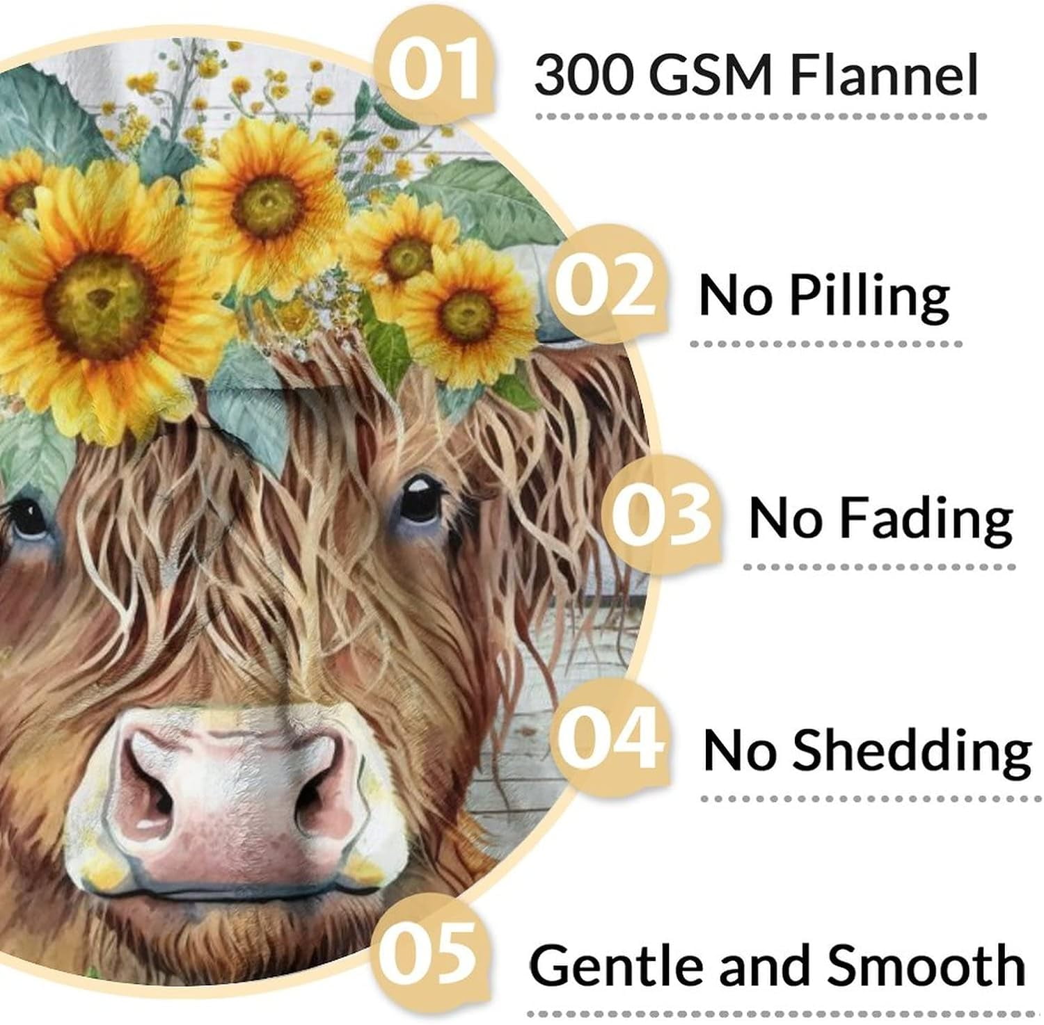 Highland Cow Blanket Cute Cow Throw Blanket Gift for Women Girls Highland Cow Lovers 50x40 Inches Soft Fuzzy Flannel Sunflower Blankets for Crib Couch Sofa Travel