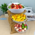thumbnail image 5 of 3 Tier New Ceramic Fruit Bowl With Bamboo Wood, Plastic Storage Basket for Vegetables, Snack & Cake Tray for Home, Party & Wedding, 5 of 5