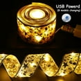 thumbnail image 3 of Christmas Ribbon Lights 32ft 100 LED Lights USB Plug in Copper Wire Ribbon Bows String Lights for New Year Party Weddings Christmas Tree Decorations, 3 of 6