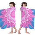 thumbnail image 4 of Pink Tie Dye Lotus Pattern Hooded Bath Towel，60"x35" for Ages 3 To 12 Kids, Quick Dry Lightweight Soft Microfiber Hood Beach Towel Cover Up for Kids, 4 of 7