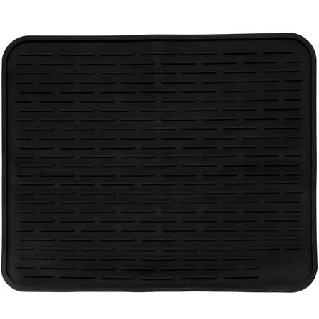 

XXL Super Size Silicone Dish Drying Mat 24 x 18 Inch - Large Counter Top Dish Pad and Trivet by LISH (Black 24 x 18)