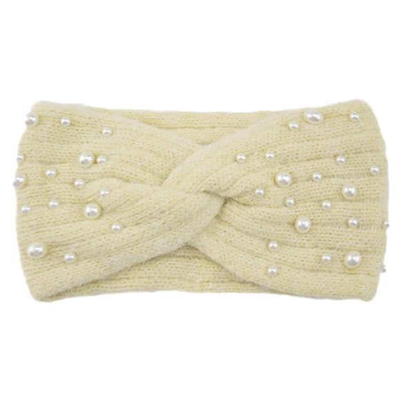 Sonducket Manténgase abrigado con estilo, cómodo calentador de orejas, diadema de invierno, diademas cruzadas de punto Nueva Perla, portátil Accesorios de disfraces Beige