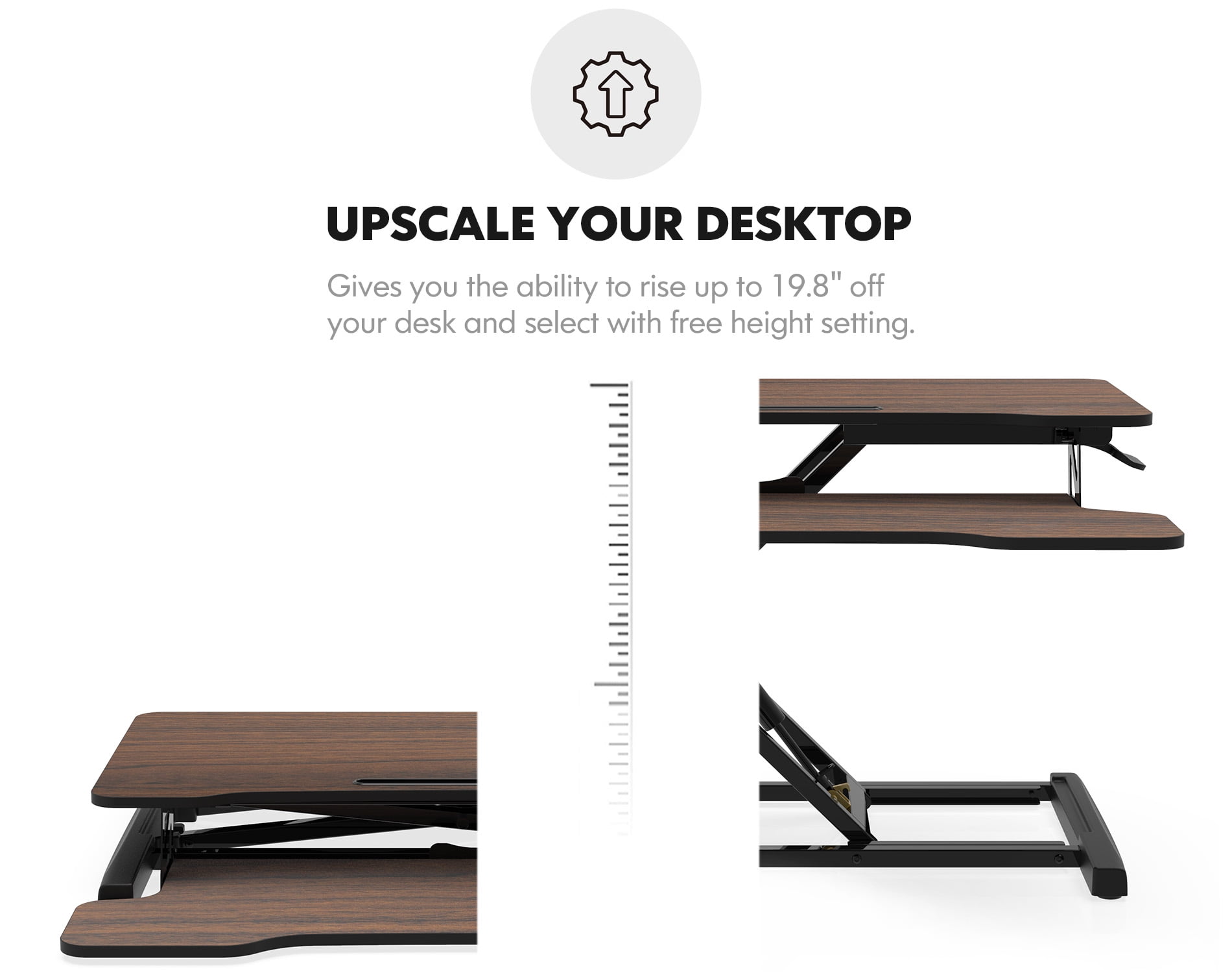 FITUEYES Standing Desk Converter 32inch Stand Up Desk Tabletop Workstation for Dual Monitor Riser SD308002WE-T