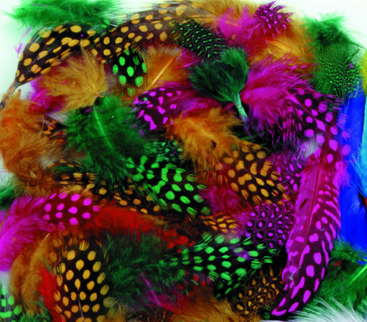 Creativity Street Non-Toxic Spotted Feather, 3 - 4 in, Assorted Color, 1/4 oz Bag, Pack of 200
