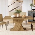 thumbnail image 6 of Tribesigns 55-Inch Farmhouse Dining Table, Rectangle Kitchen Table for 4-6 People, Rustic Wood Design for Dining Room, Kitchen, Living Room, Light Brown, 6 of 7